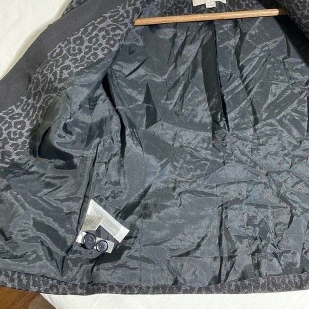 Ann Taylor Loft Leopard print black and grey jacket blazer size 00 petite - Picture 8 of 10